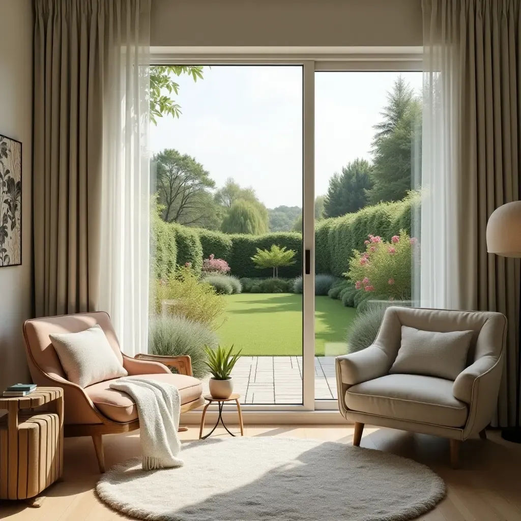 a photo of a nursery with a lovely garden view through the window