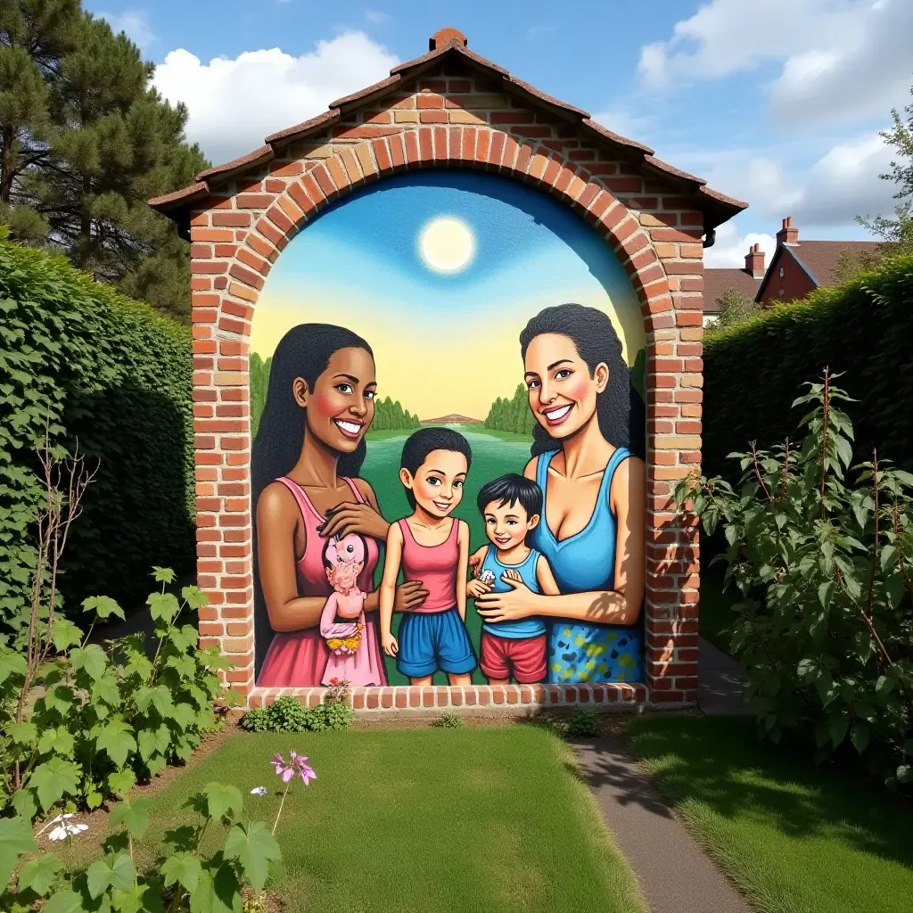 a photo of a mural celebrating community and togetherness in a garden