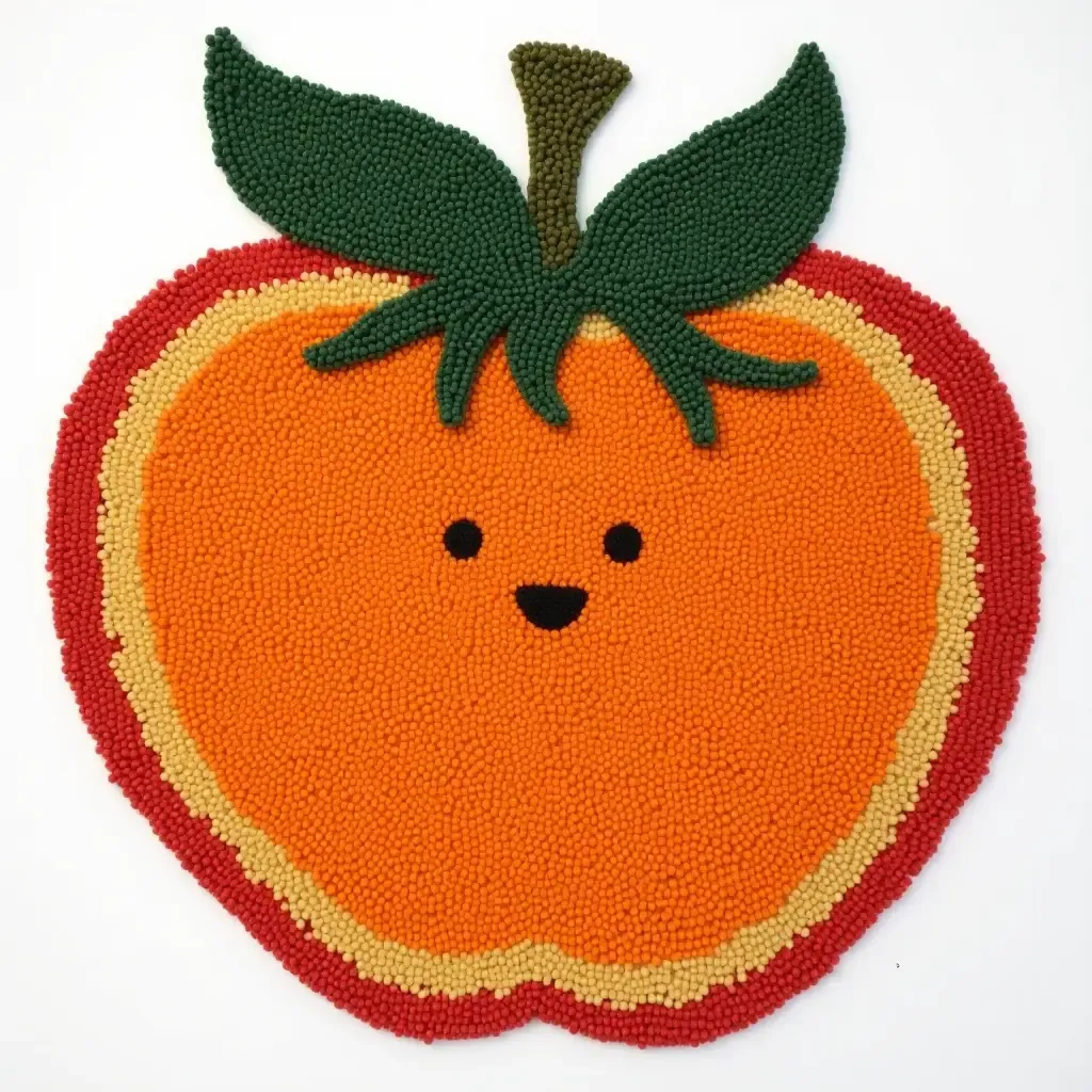 a photo of a funky, oversized fruit-shaped rug