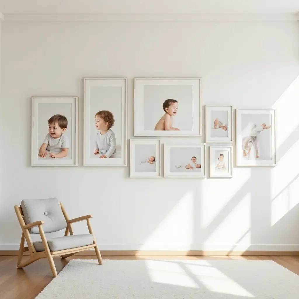 a photo of a gallery wall showcasing a child&#x27;s growth through the years