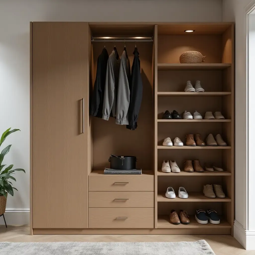 a photo of a stylish shoe cabinet with a chic design