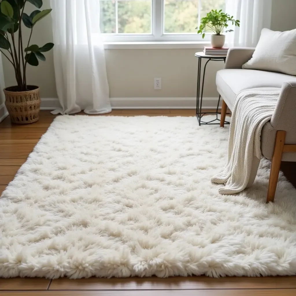 a photo of a plush area rug adding comfort to the space