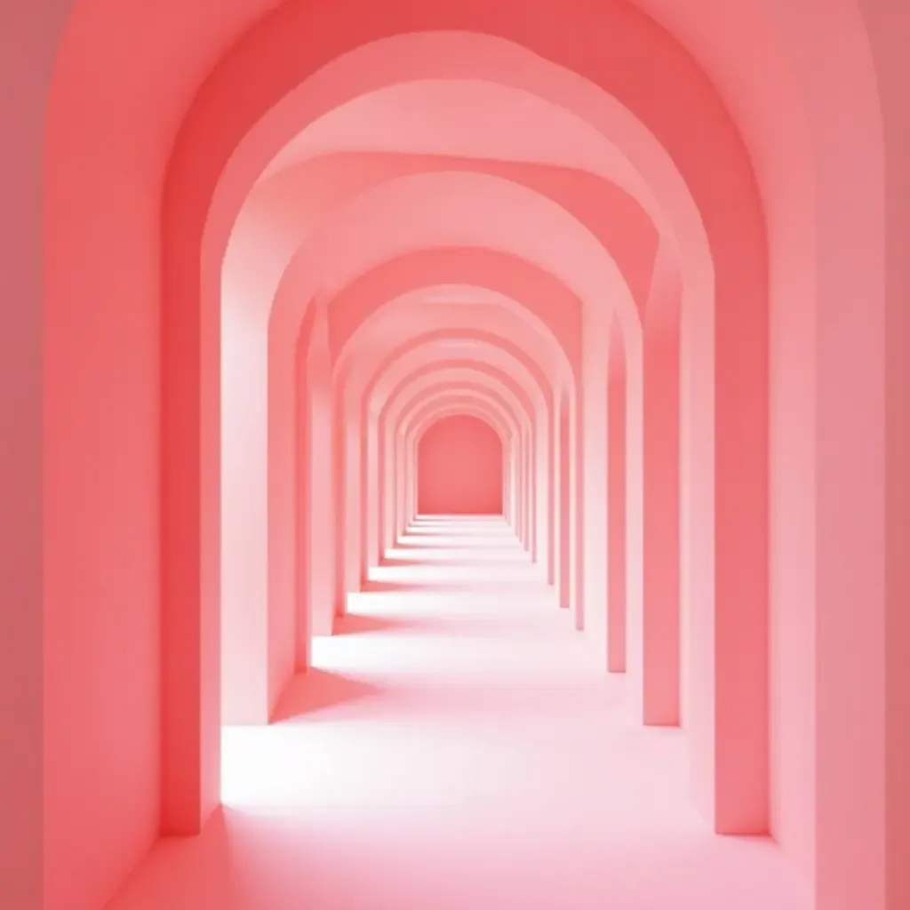 a photo of a bright raspberry and creamy white corridor