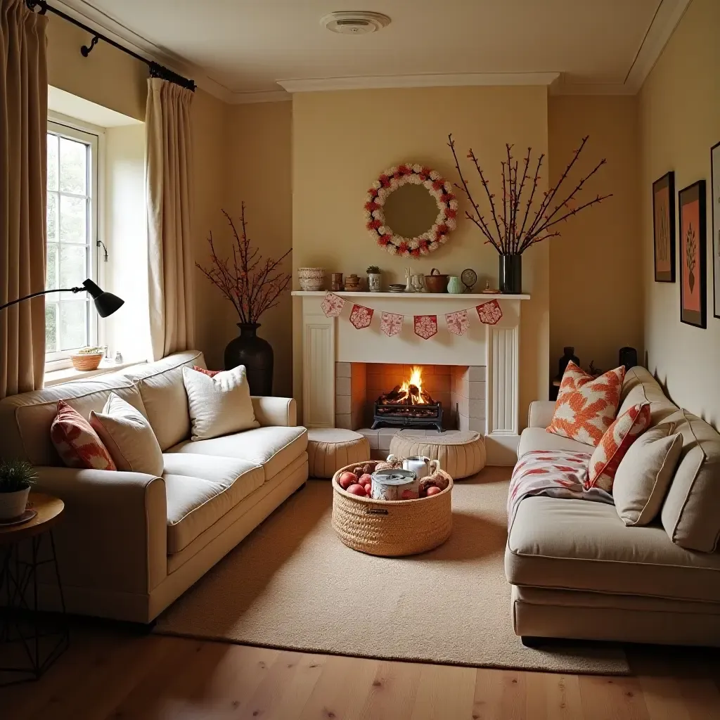 a photo of a basement featuring a whimsical indoor picnic setup