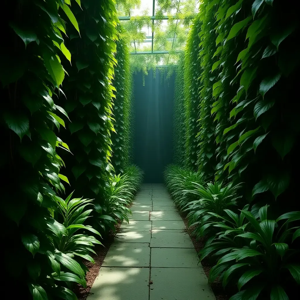 a photo of a wall of plants creating a green, mystical atmosphere