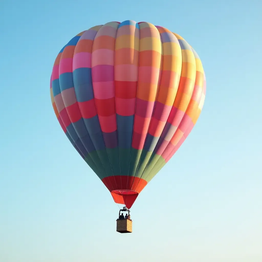 a photo of a colorful balloon mural floating in the sky