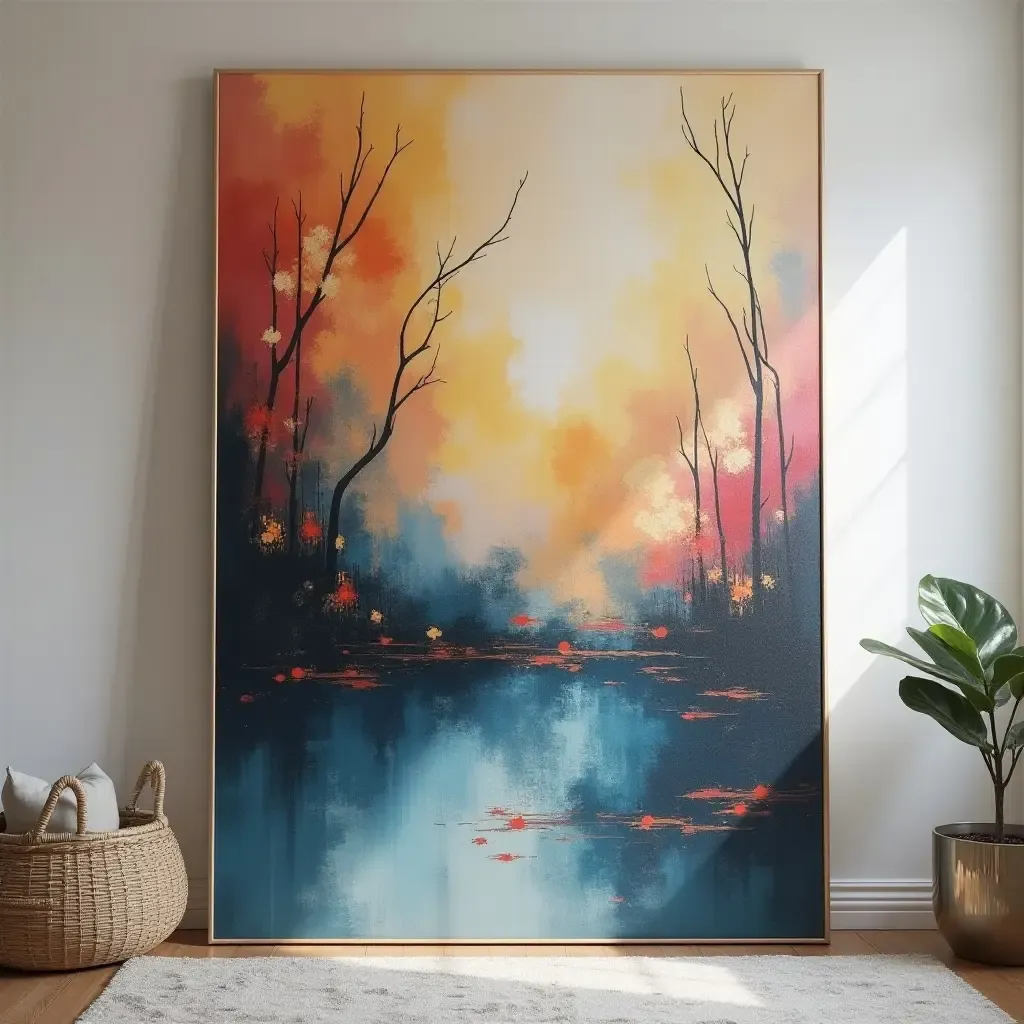 a photo of an oversized canvas featuring abstract art