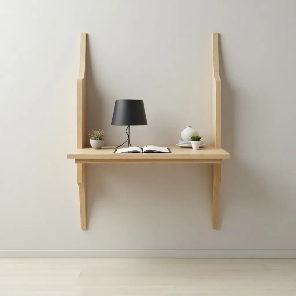 a photo of a wall-mounted foldable desk for small spaces