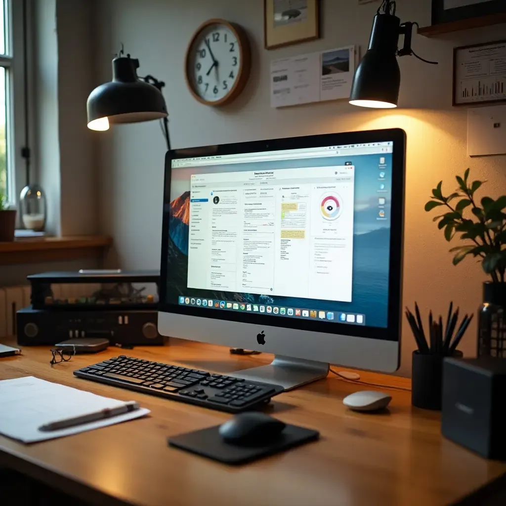 a photo of a clutter-free workspace with a focus on organization and efficiency