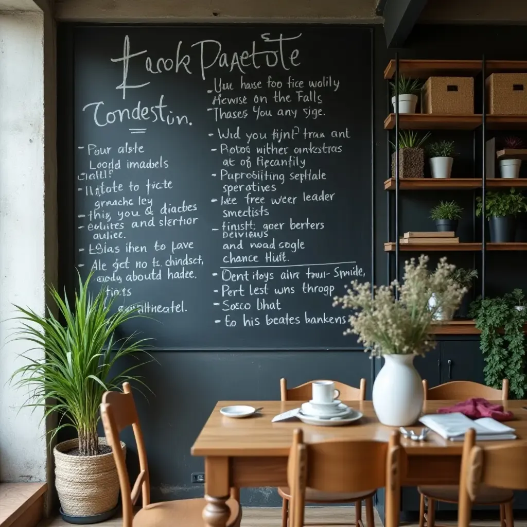 a photo of a chalkboard wall for notes and messages