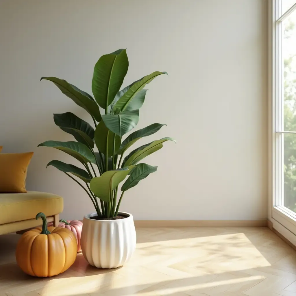 a photo of a floor plant next to a play area