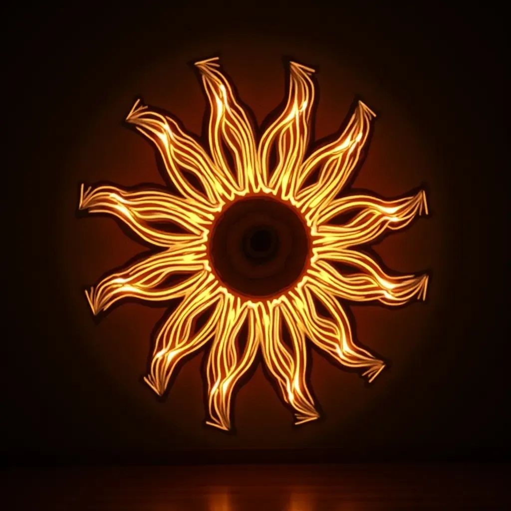 a photo of an illuminated wall art piece for a dramatic effect