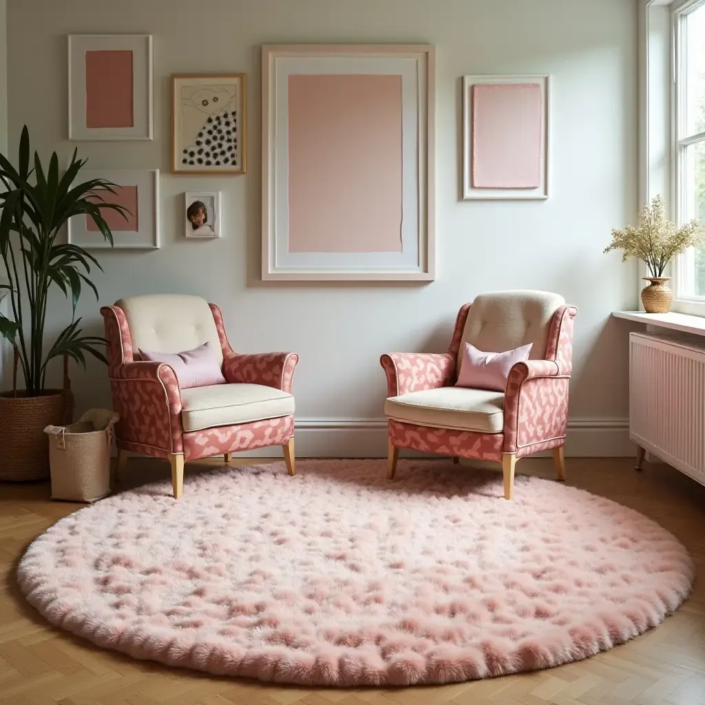 a photo of a glamorous rug adding style to a kids&#x27; room