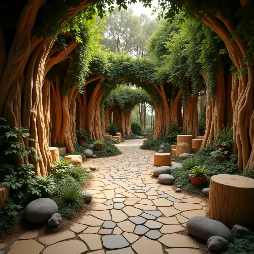 a photo of a magical woodland-themed play area