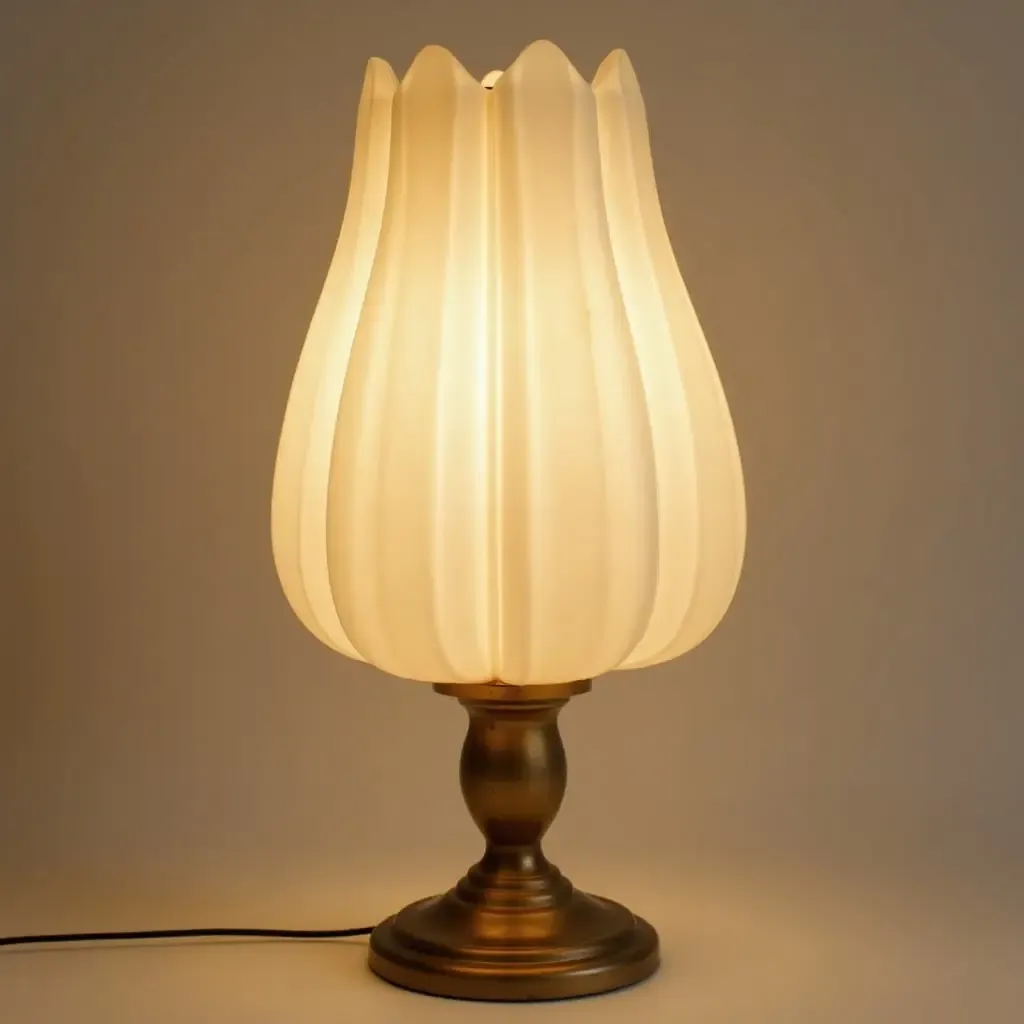 a photo of a vintage-inspired art deco nursery lamp