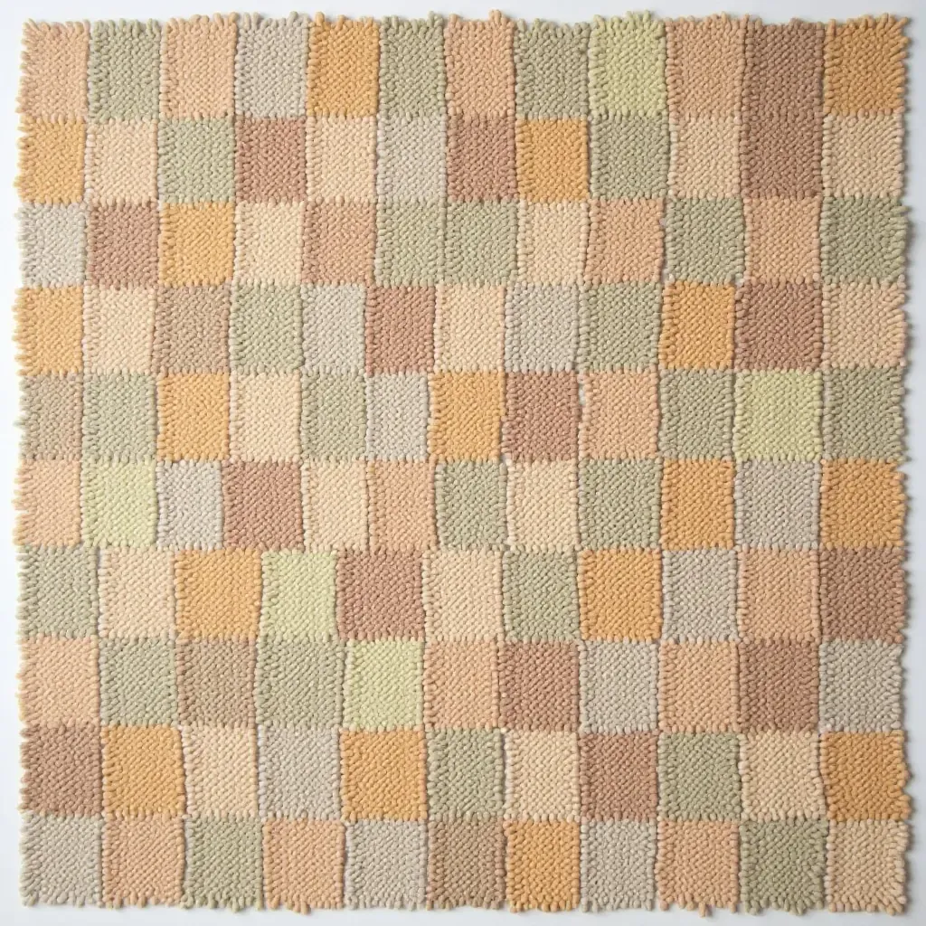 a photo of a rug with a patchwork design showcasing different patterns