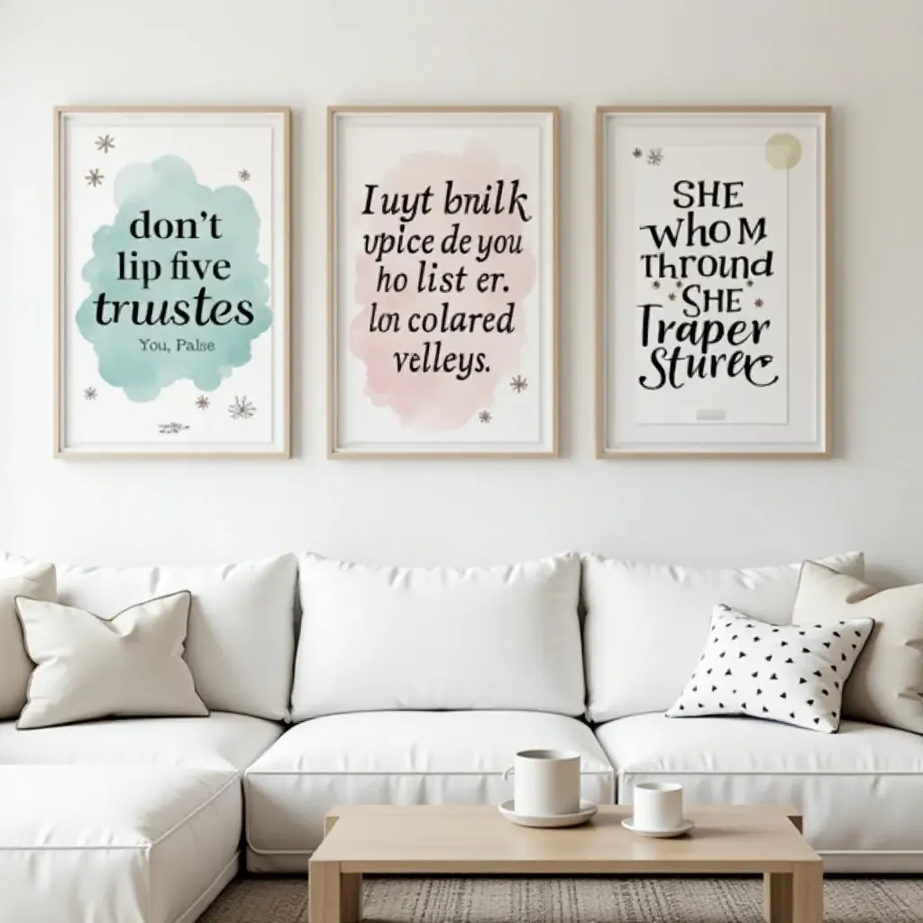 a photo of a gallery wall with inspirational quotes and motivational posters