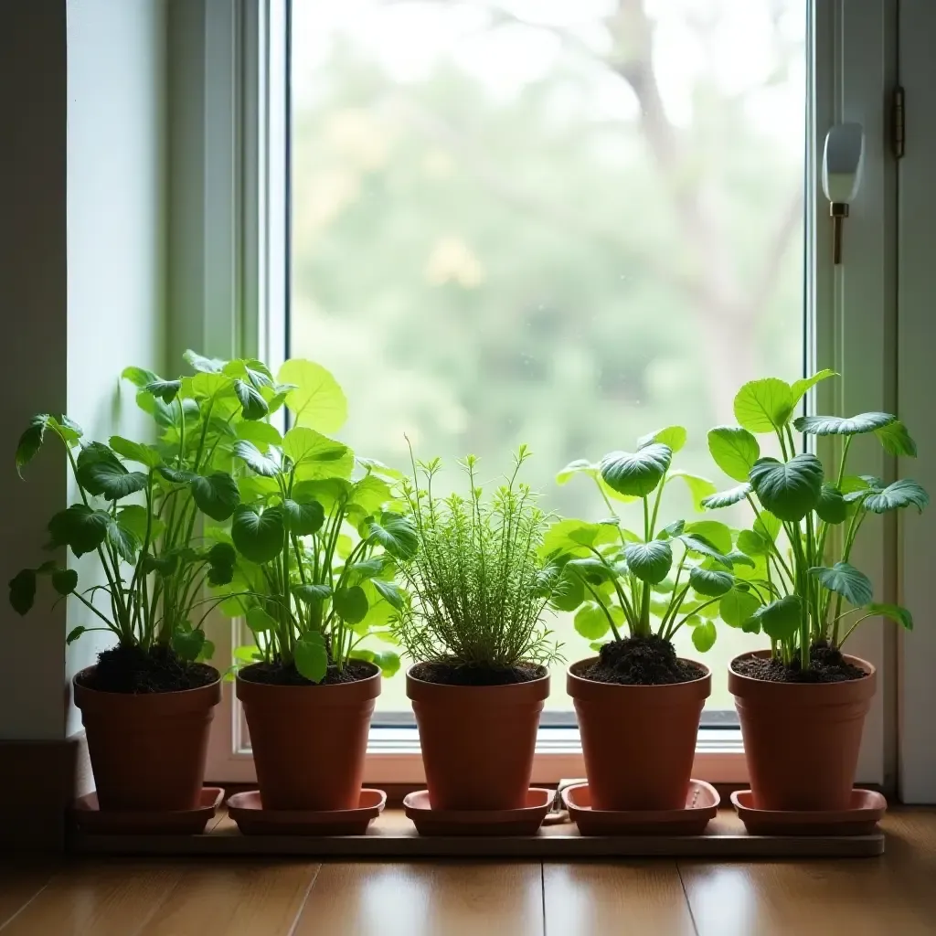 a photo of a nursery featuring a small indoor herb garden