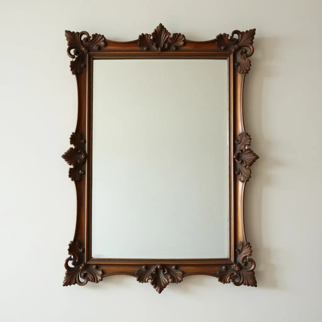 a photo of a vintage mirror framed with decorative wall art