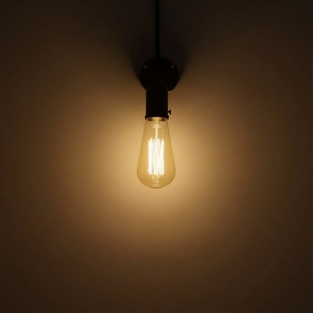 a photo of a vintage-style light fixture illuminating the space