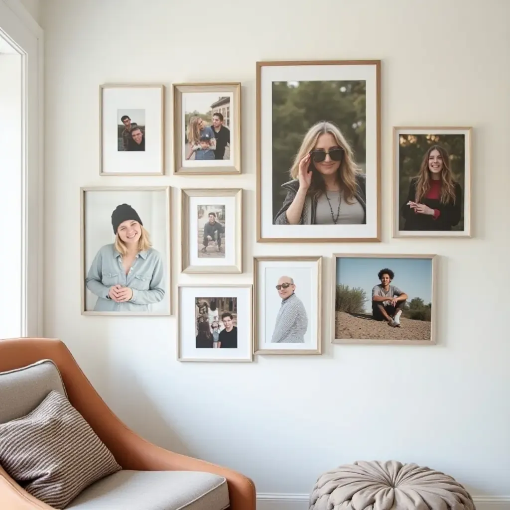 a photo of a personalized gallery wall with custom art and photos that reflect the teen&#x27;s personality