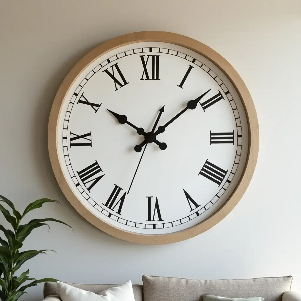 a photo of a large clock as a statement piece on the wall