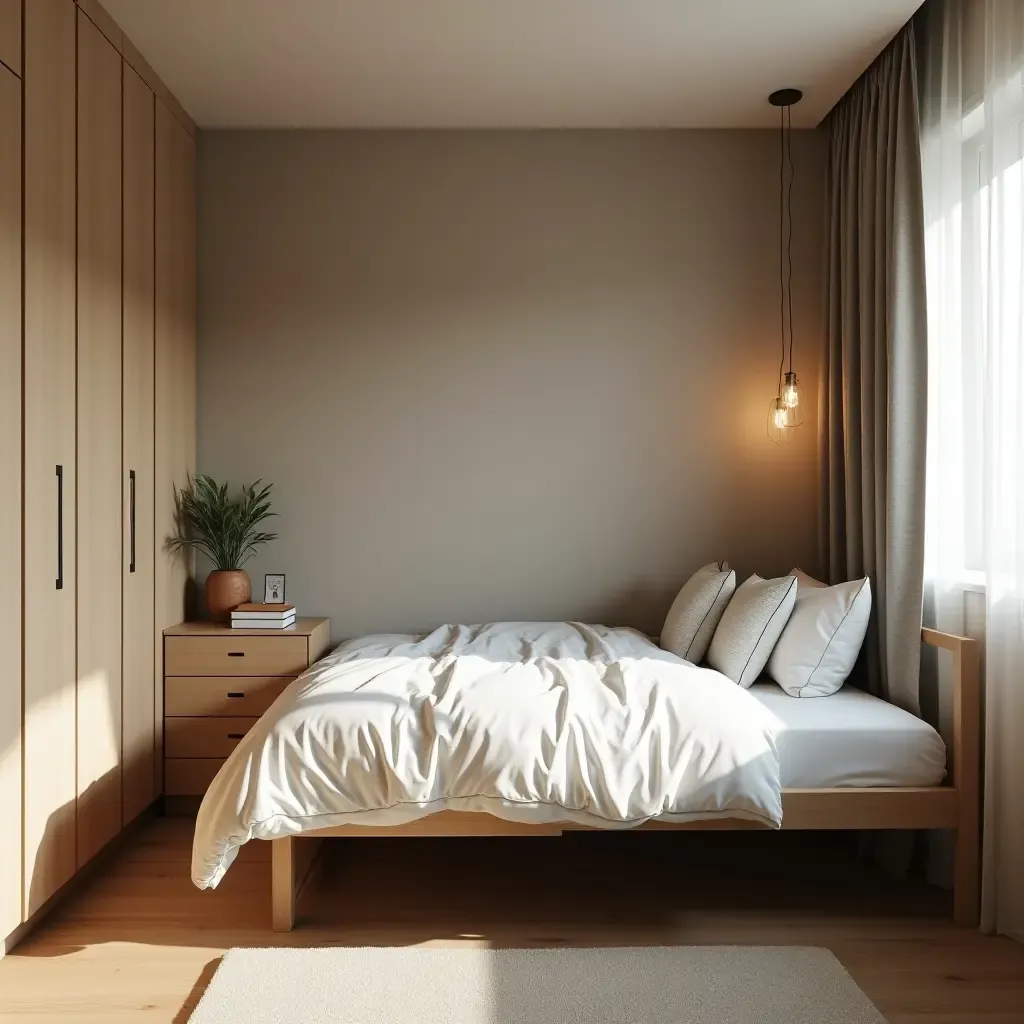 a photo of a shared bedroom featuring a fold-down bed and multi-purpose furniture