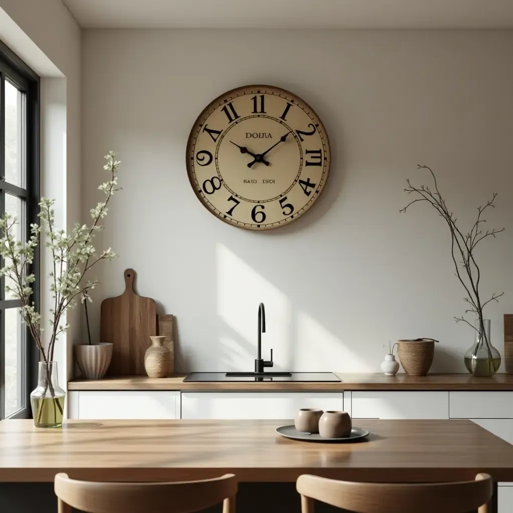 a photo of a vintage wall clock in a modern kitchen