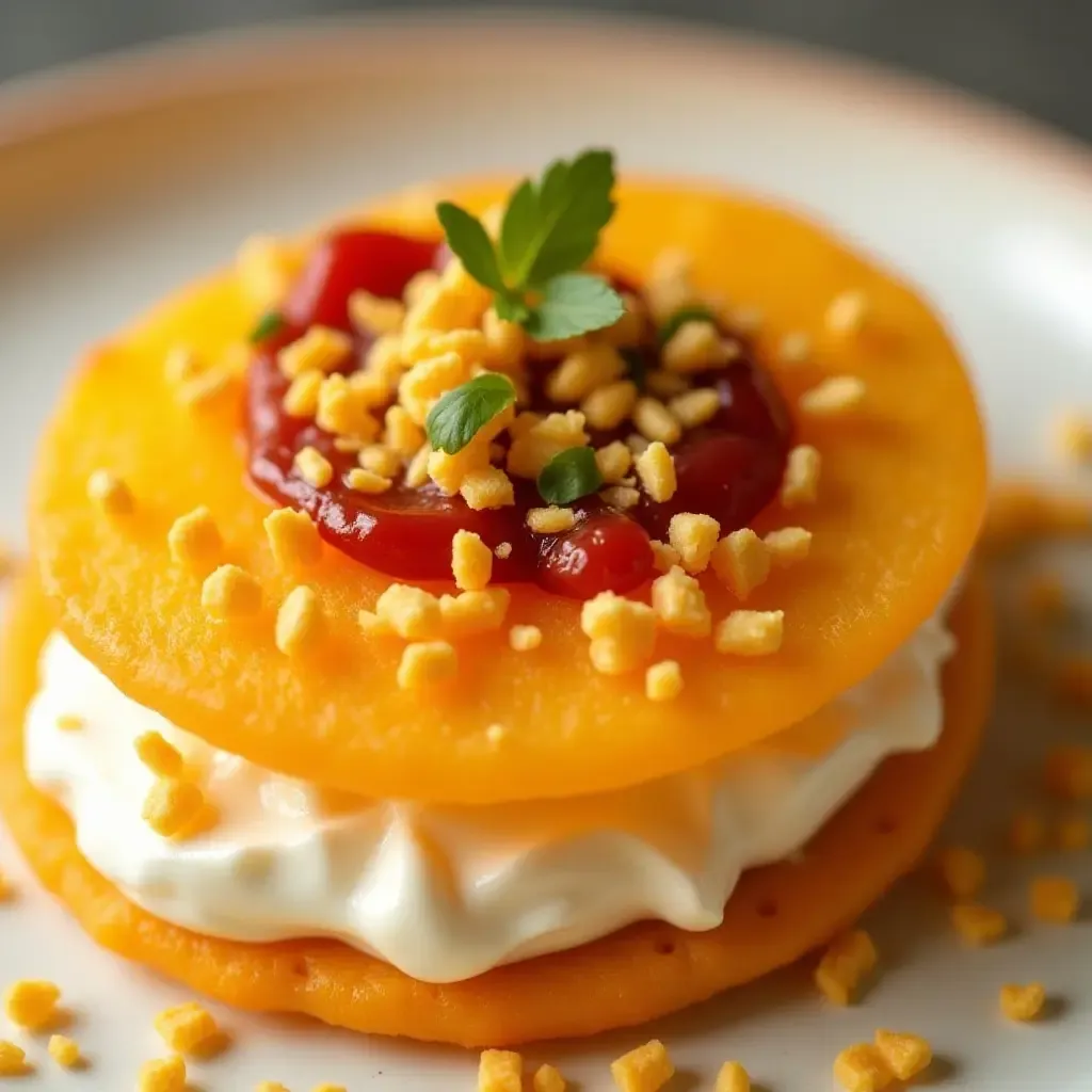 a photo of flavorful Chaat Papdi, layered with yogurt, chutneys, and crunchy sev.