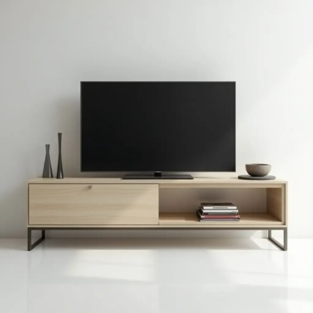 a photo of a sleek media console with a minimalist design