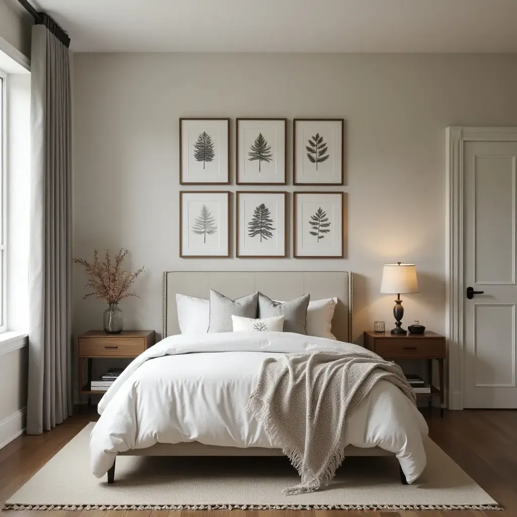 a photo of a teen bedroom featuring a gallery wall of farmhouse-inspired artwork