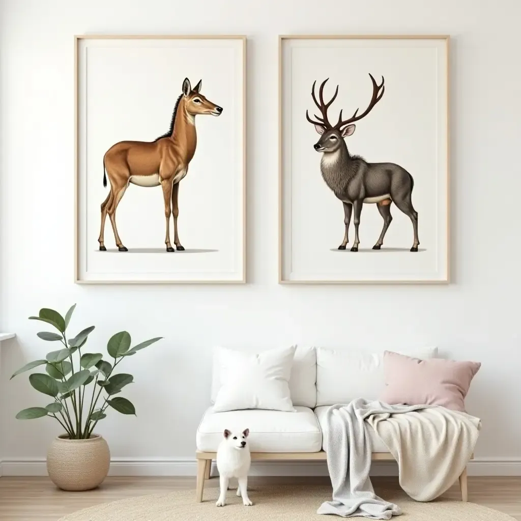 a photo of a nature-themed wall art with animal prints