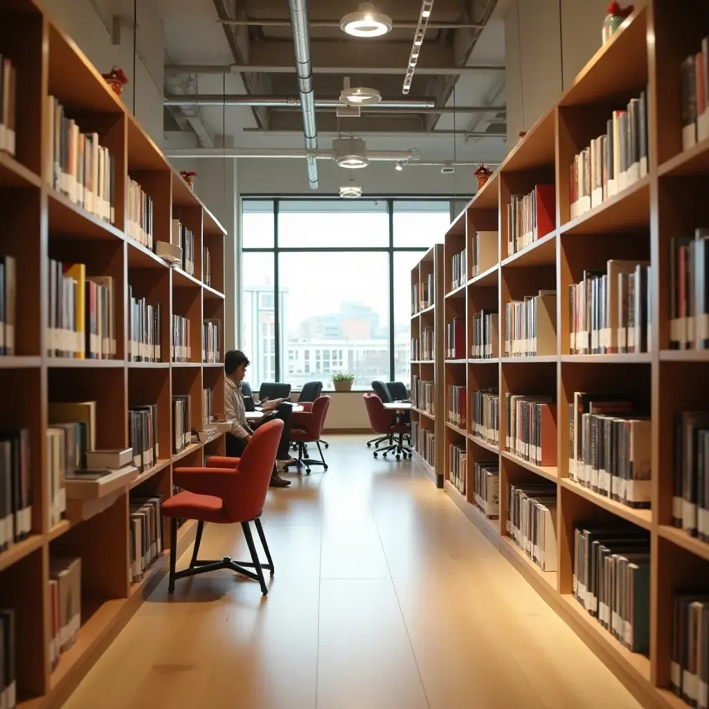 a photo of a library with sound zones for quiet and collaborative work