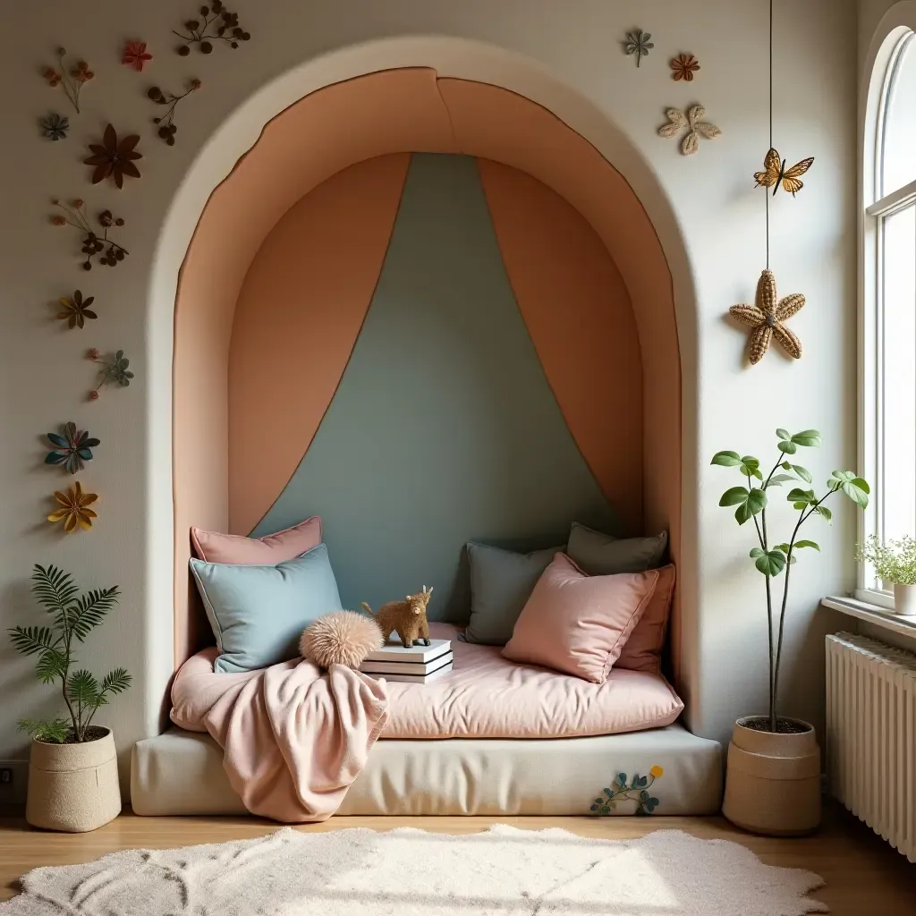 a photo of a fairy tale-themed reading nook with whimsical decor