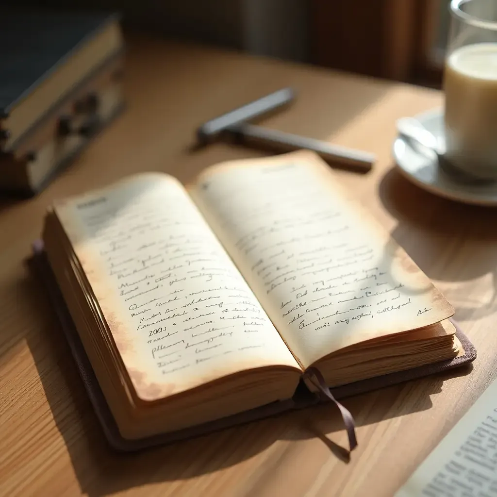 a photo of a scrapbook-style book journal on a table