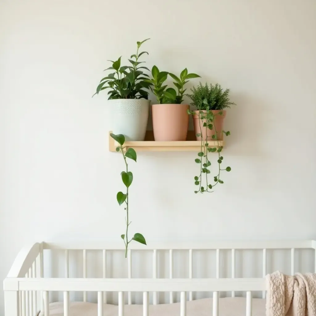 a photo of a nursery featuring a wall-mounted plant holder