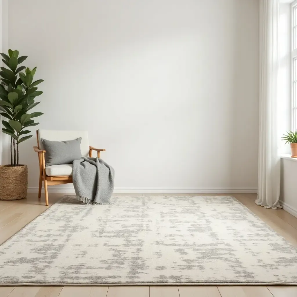 a photo of a textured rug with a neutral palette in a calming space