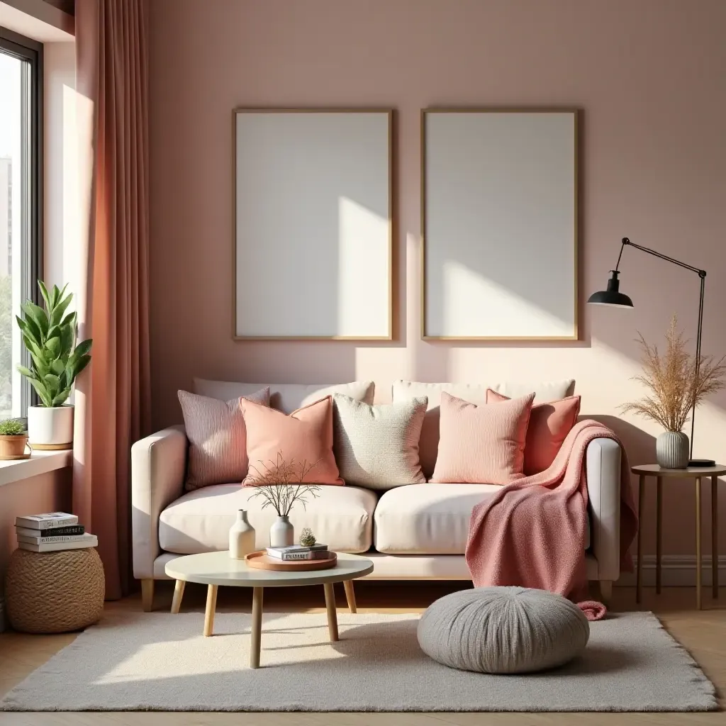 a photo of a stylish teen room with throw pillows in trendy color palettes