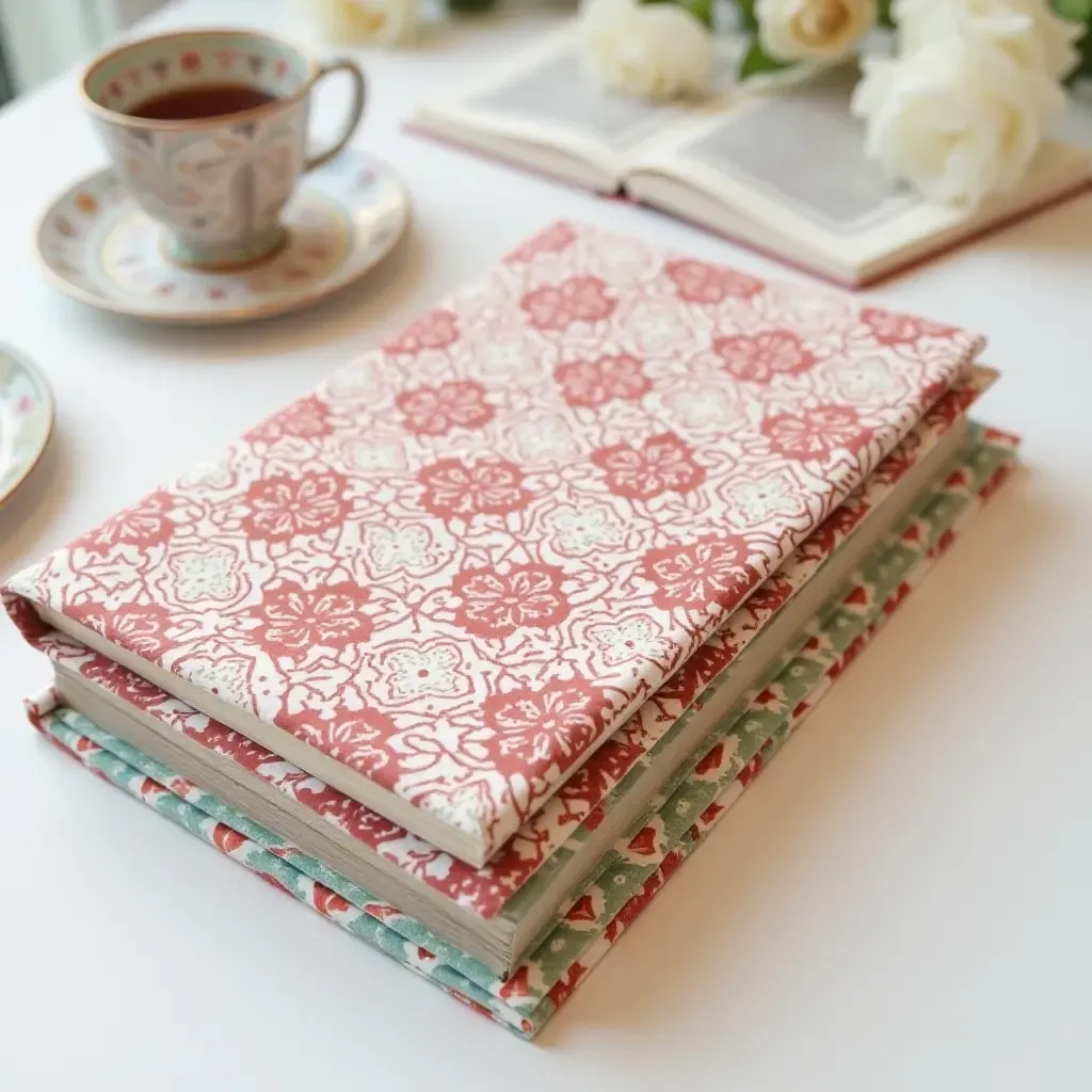 a photo of DIY book covers using fabric scraps