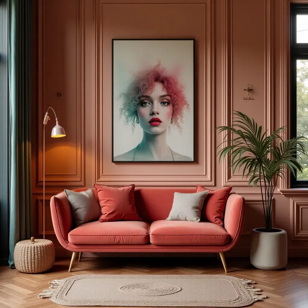 a photo of a whimsical art corner with glamorous decor elements