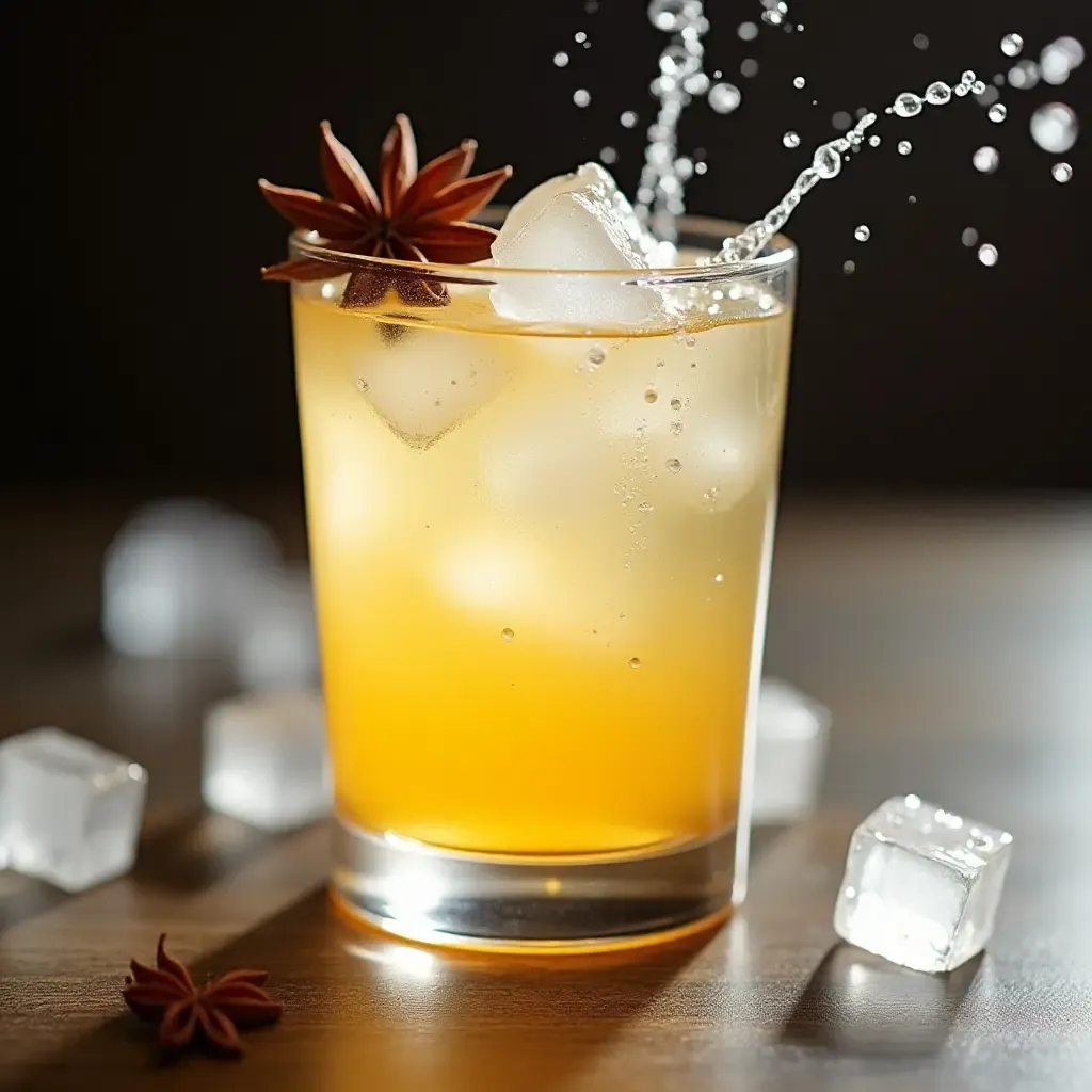 a photo of a Pastis cocktail with anise flavor, served over ice with a water splash.