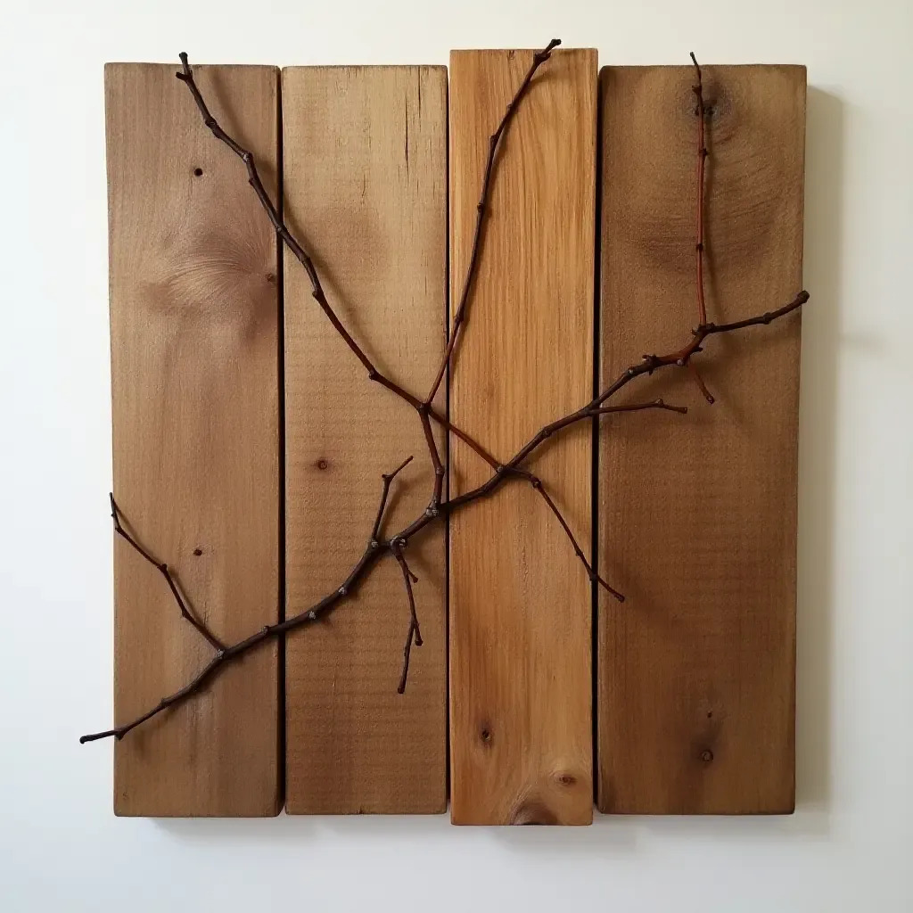 a photo of a wall art piece made from reclaimed wood