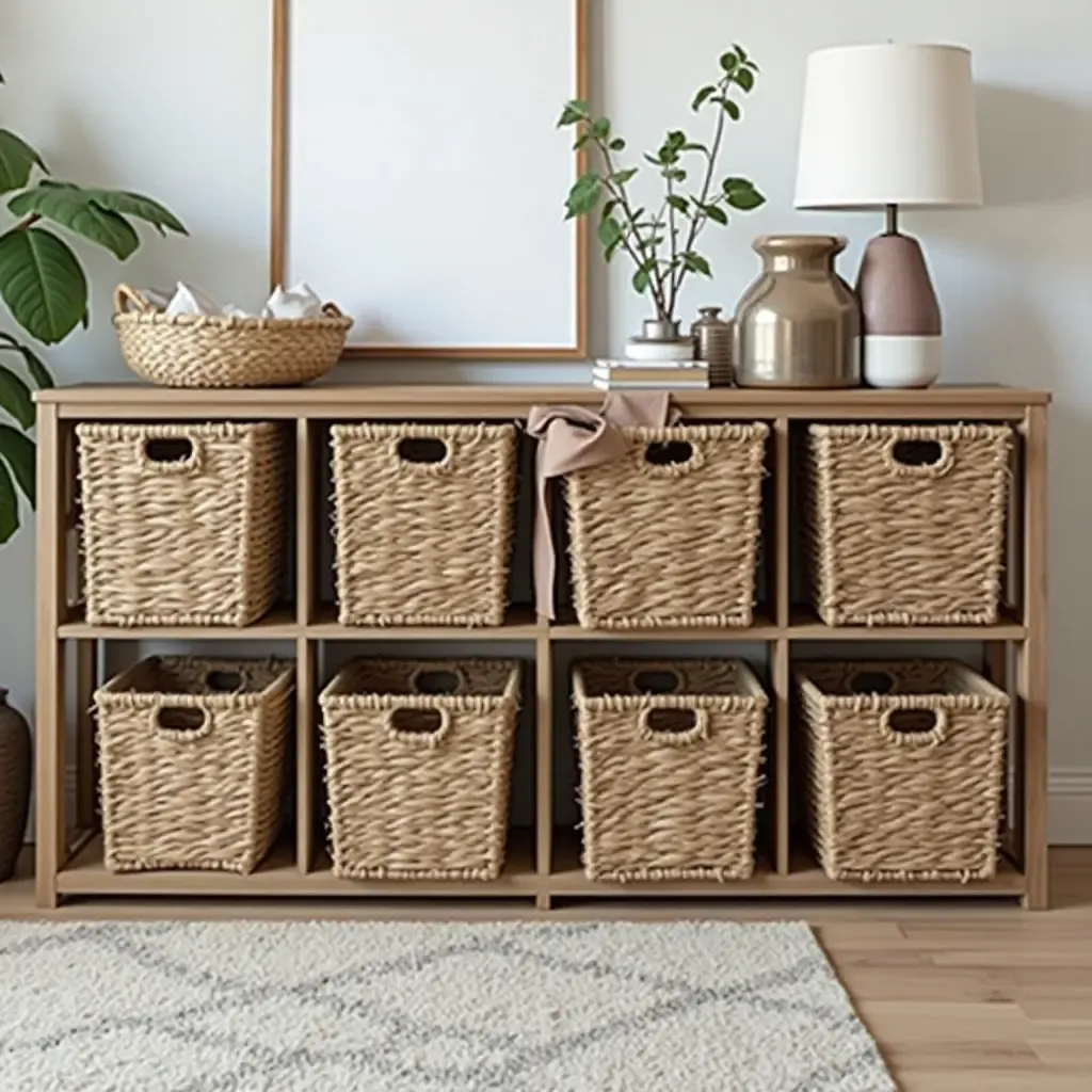 a photo of a creative storage solution using DIY baskets