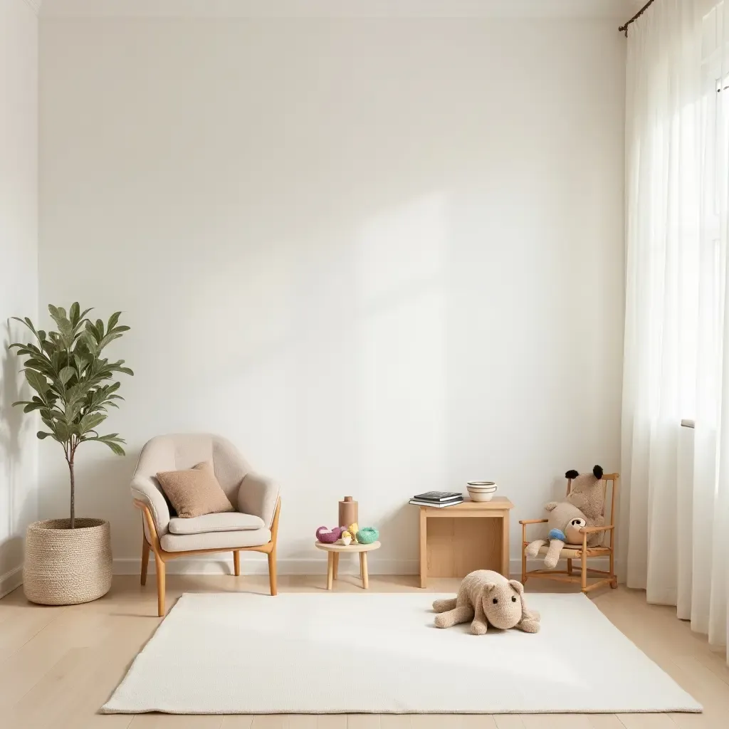 a photo of a minimalist space for children with a focus on creativity and simplicity