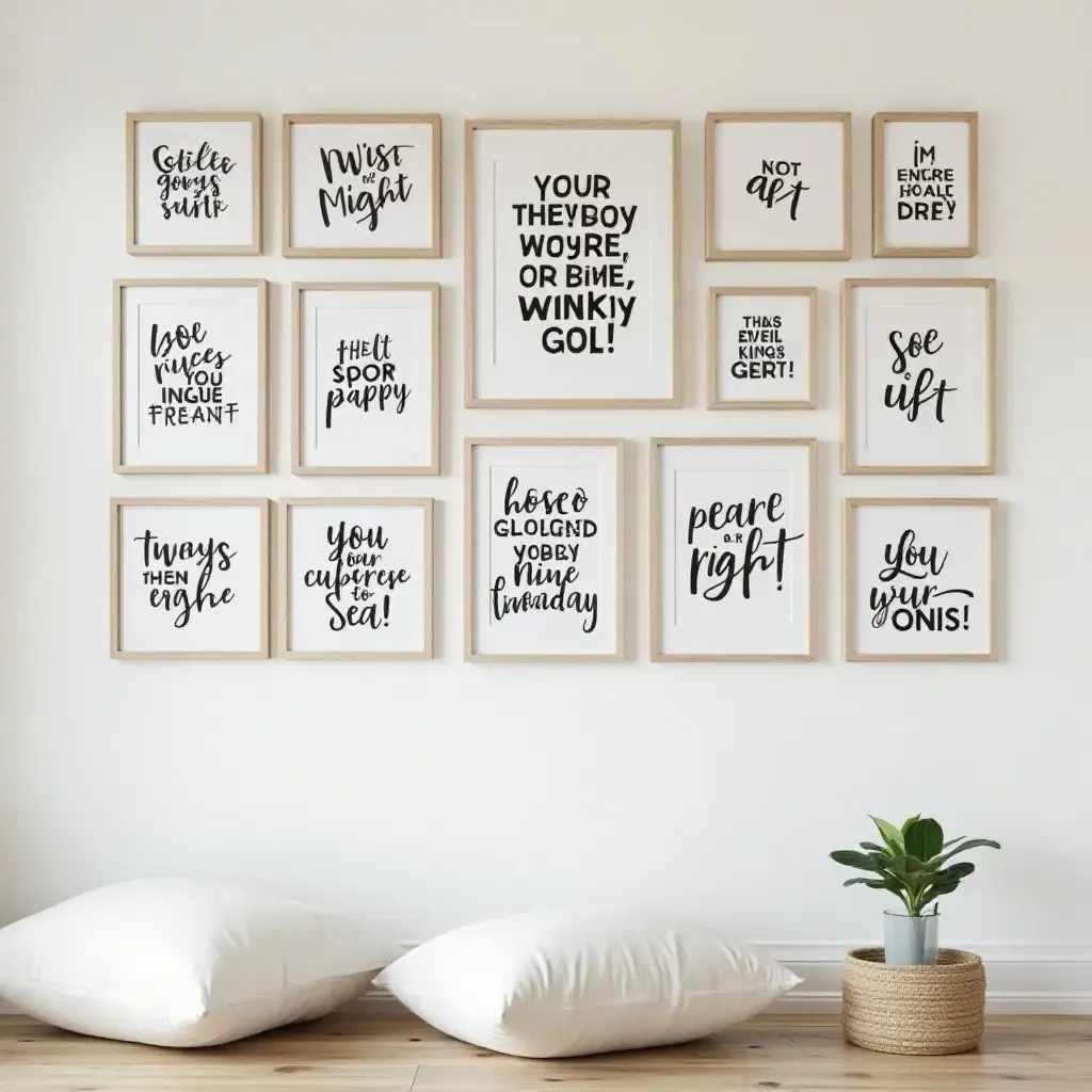 a photo of a wall covered in inspirational quote prints