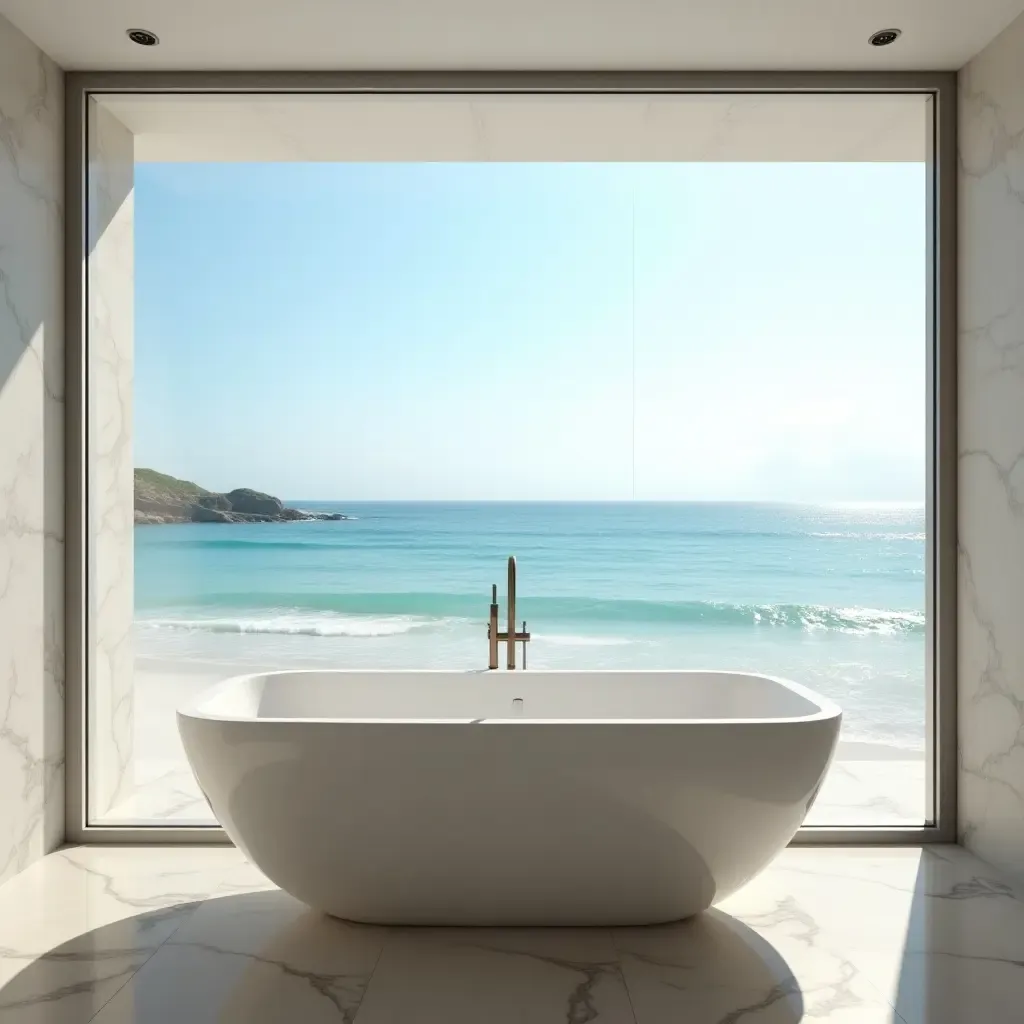 a photo of a luxurious freestanding tub with a stunning ocean view