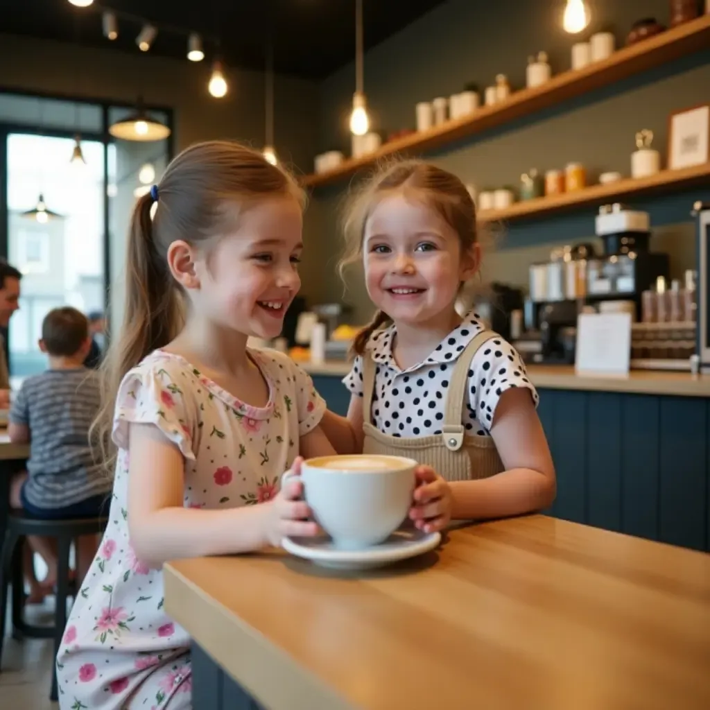 a photo of a family-friendly coffee station with kid-friendly options