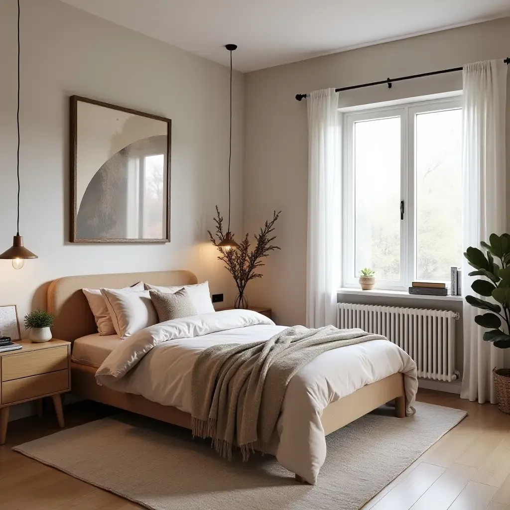 a photo of a teen&#x27;s bedroom featuring a unique, artistic bed frame