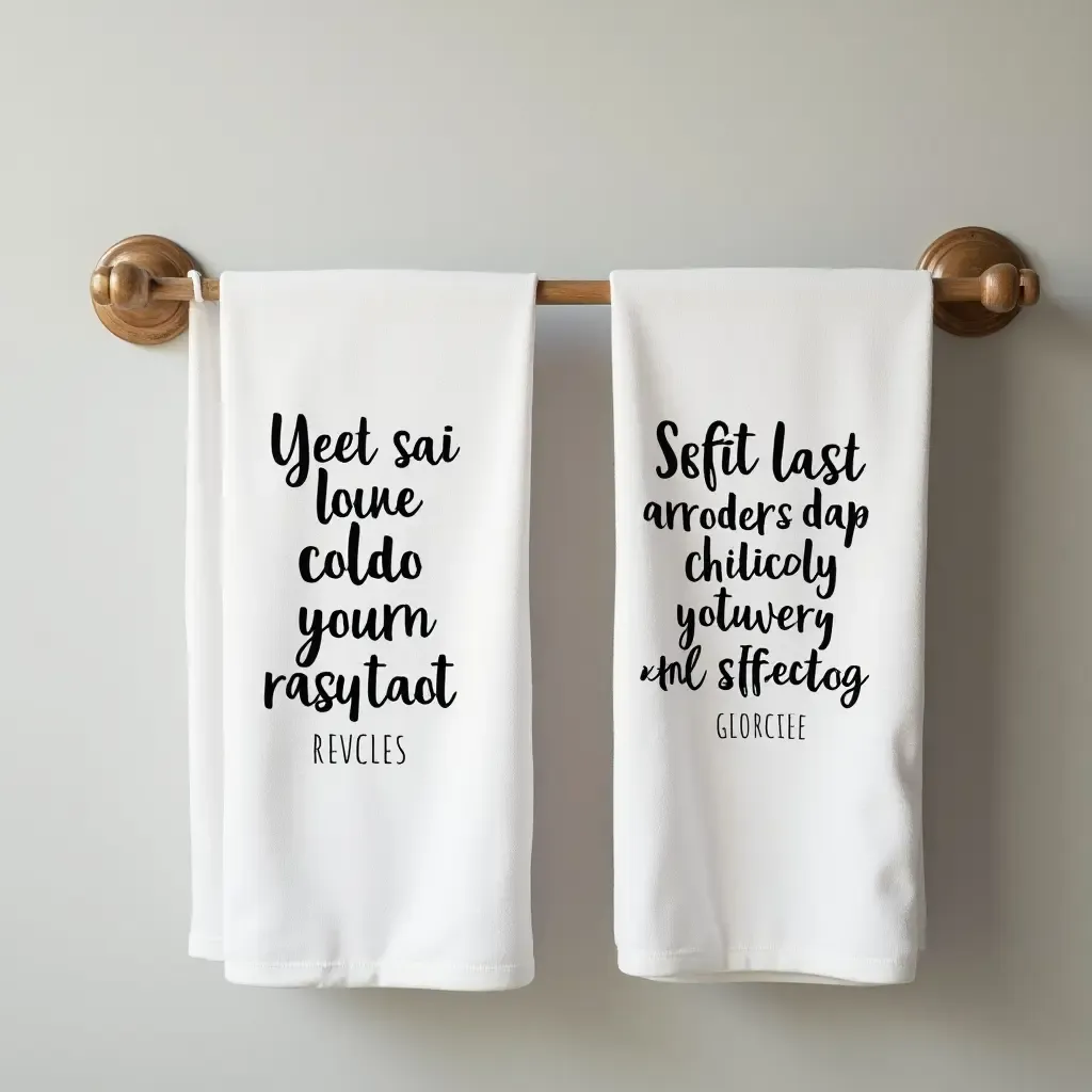 a photo of towels featuring inspirational quotes in a motivational bathroom