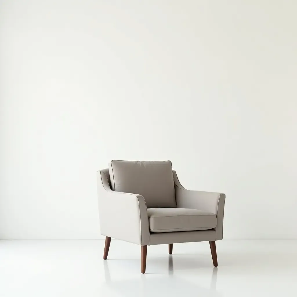 a photo of a minimalist armchair in a bright, airy space